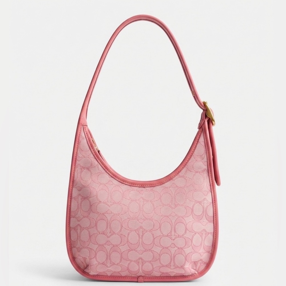 Pink Ergo Shoulder Bag In Signature Jacquard
